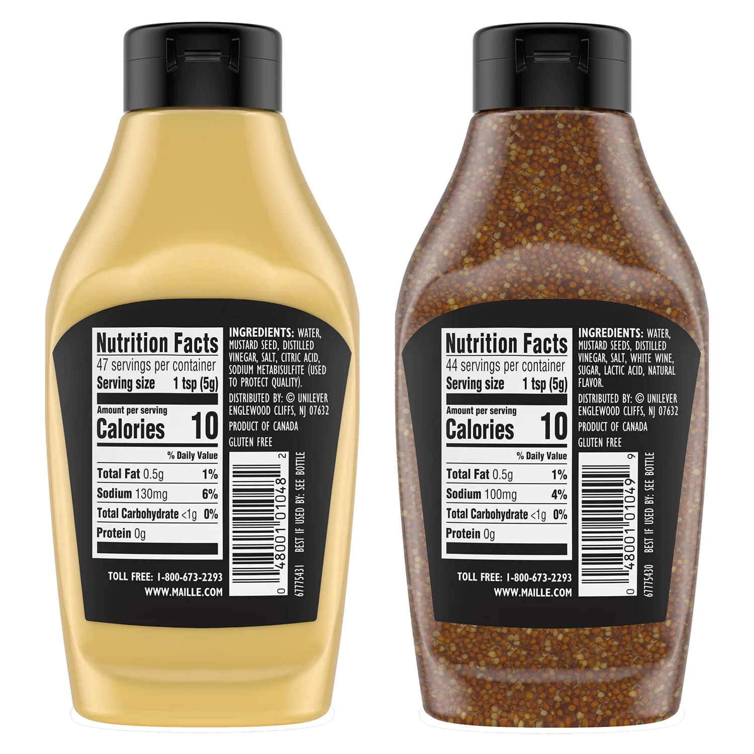 Maille Dijon Mustard 4 count Squeeze Condiment Variety Pack Dijon Originale & Old Style Non-GMO, Kosher 8.5 oz