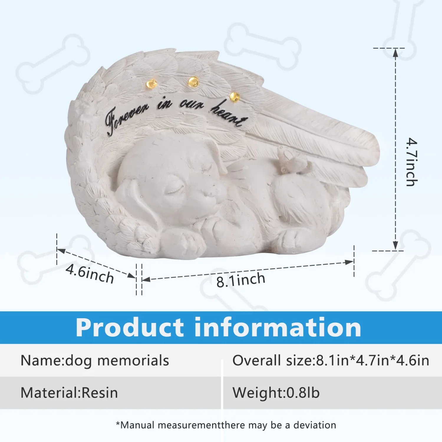 NEWDREAM:Solar Dog Pet Memorial Statue,Pet Loss Gifts, The Angel Dog Statue Commemorates,Pet Loss Sympathy Remembrancecat with Solar Light Outdoor Dog Memorial Gifts, Dog Angel Wings