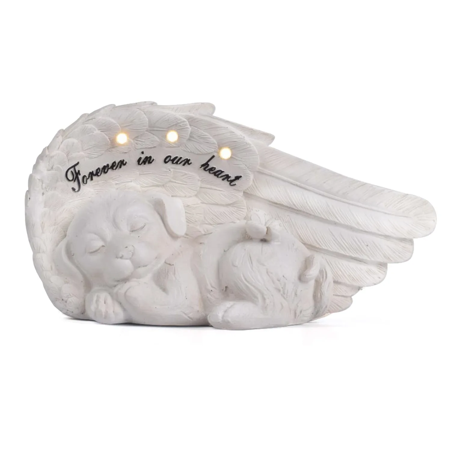 NEWDREAM:Solar Dog Pet Memorial Statue,Pet Loss Gifts, The Angel Dog Statue Commemorates,Pet Loss Sympathy Remembrancecat with Solar Light Outdoor Dog Memorial Gifts, Dog Angel Wings