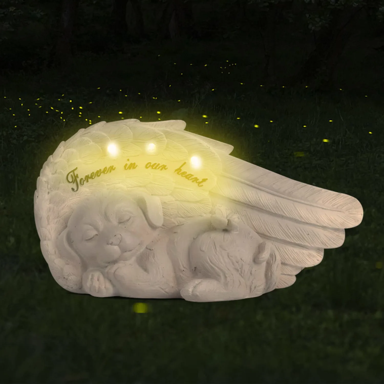 NEWDREAM:Solar Dog Pet Memorial Statue,Pet Loss Gifts, The Angel Dog Statue Commemorates,Pet Loss Sympathy Remembrancecat with Solar Light Outdoor Dog Memorial Gifts, Dog Angel Wings