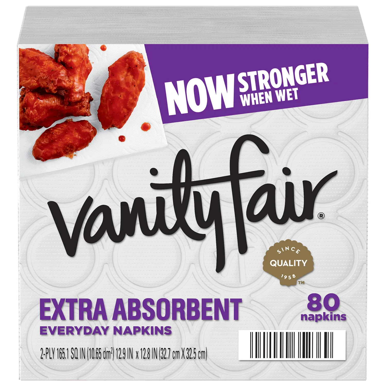 Vanity Fair Extra Absorbent Paper Napkins, 80 2-Ply Disposable Napkins for Messy Meals