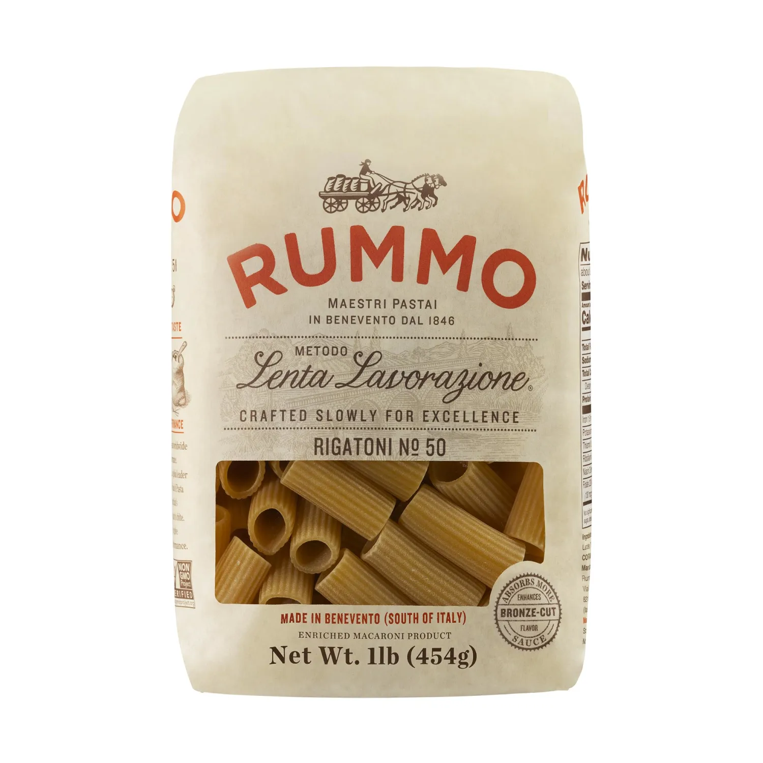Rummo Rigatoni Pasta N.50 - Rigatoni Pasta Noodles, Italian Tube Pasta, Bronze Cut Pasta, Dry Pasta, Durum Wheat Pasta - 12 Ounce (Pack of 1)