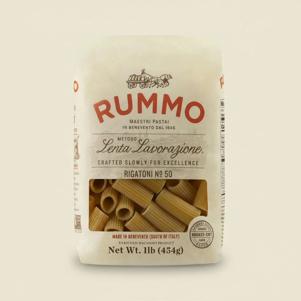 Rummo Rigatoni Pasta N.50 - Rigatoni Pasta Noodles, Italian Tube Pasta, Bronze Cut Pasta, Dry Pasta, Durum Wheat Pasta - 12 Ounce (Pack of 1)