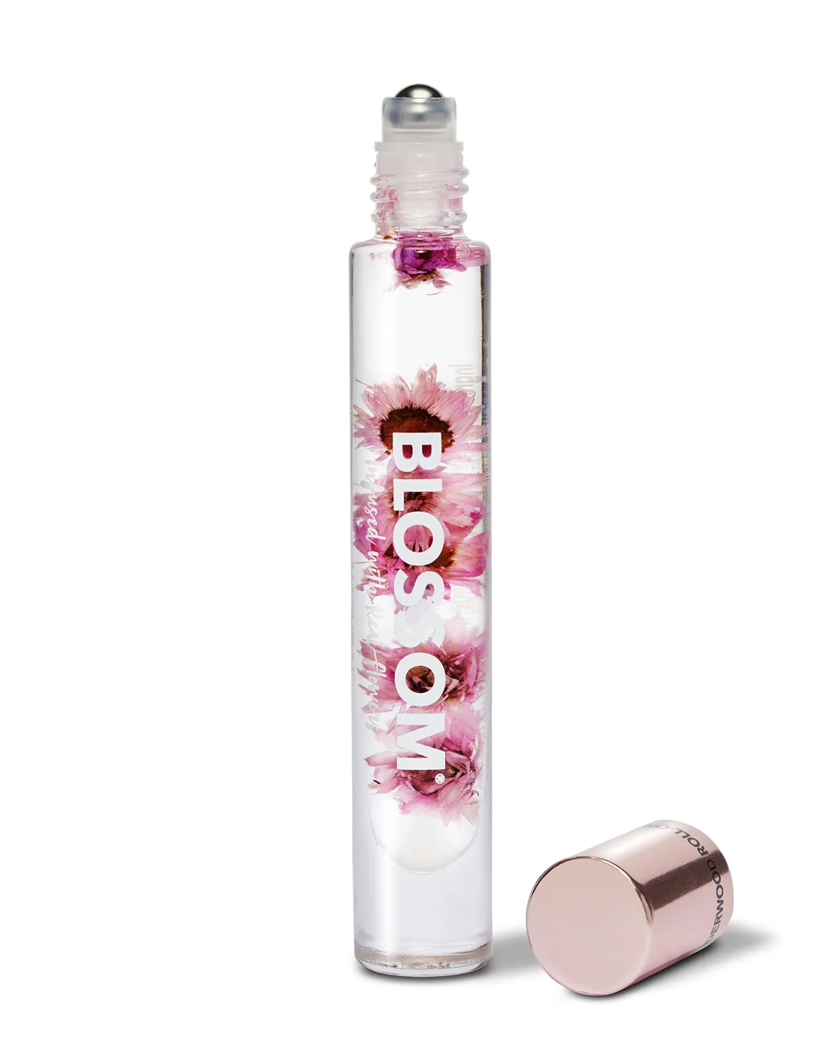 Blossom Roll on Rollerball Perfume Oil with Natural Ingredients + Essential Oils, Infused with Real Flowers, Made in USA, 0.20 fl. oz./5.9 ml, (Sandalwood, cedar, Amber, Vetiver), Luxe Lavenderwood
