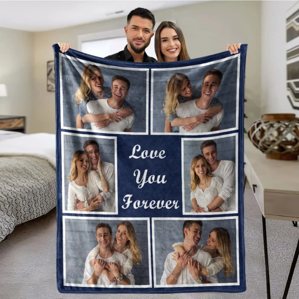 MeMoShe Custom Blankets with Photos Personalized Couples Gifts Customized Picture Blanket I Love You Gifts Birthday Gift for Wife Husband Girlfriend Boyfriend