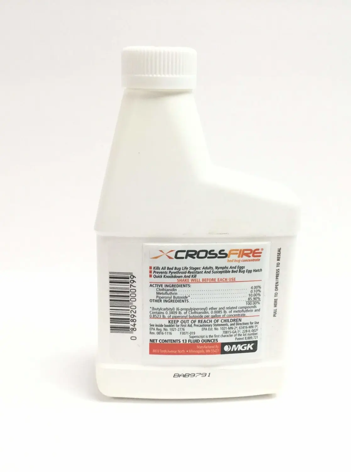 MGK 1852 Crossfire Concentrate 13oz Insecticide, for Bed Bugs, 13 oz, Clear