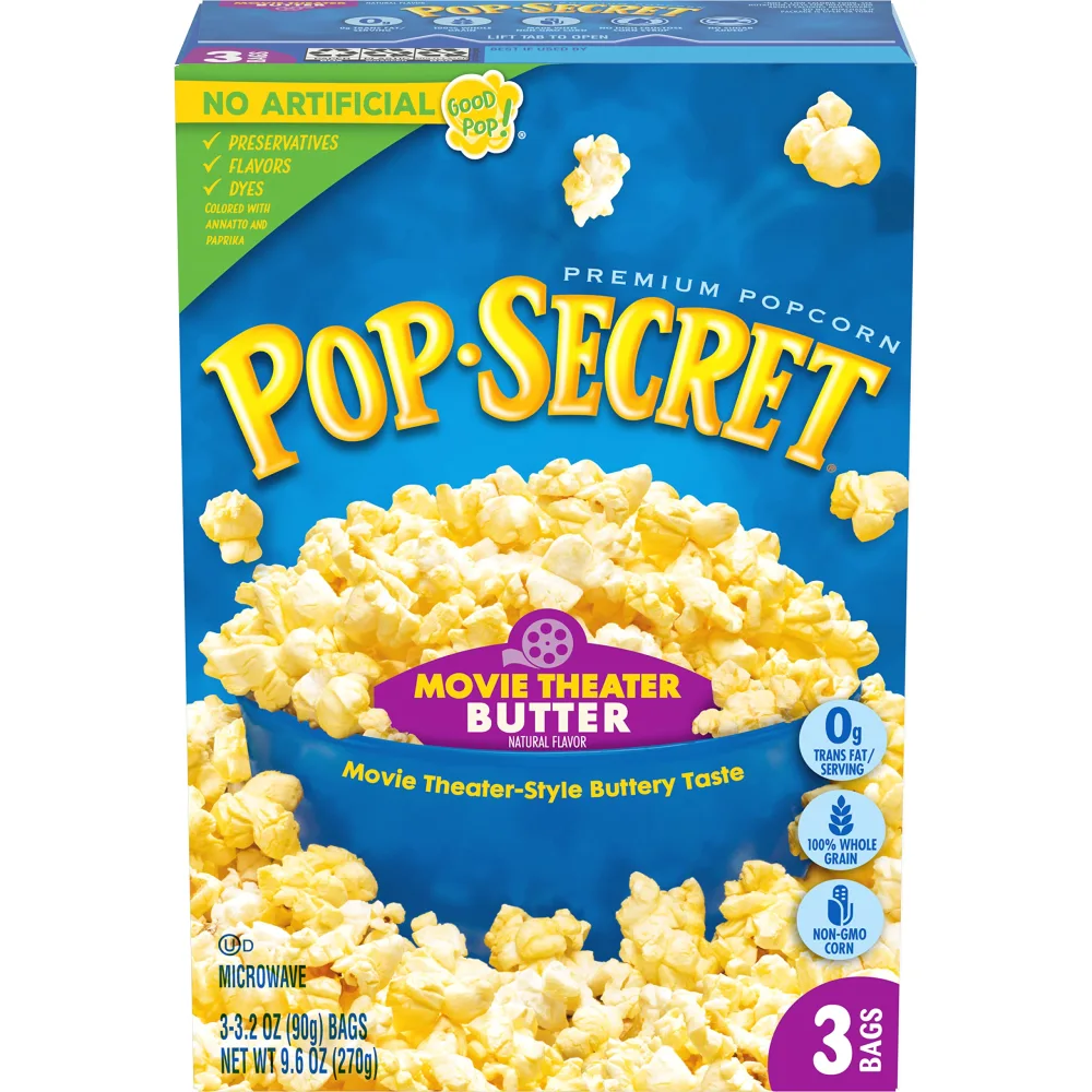 Pop Secret Popcorn, Movie Theater Butter, Microwave Popcorn Bags, 3 Count Box