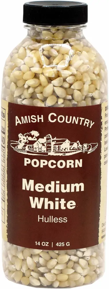 Amish Country Popcorn | 14 oz Bottle | Medium White Popcorn Kernels | Old Fashioned, Non-GMO and Gluten Free (14 oz Bottle)