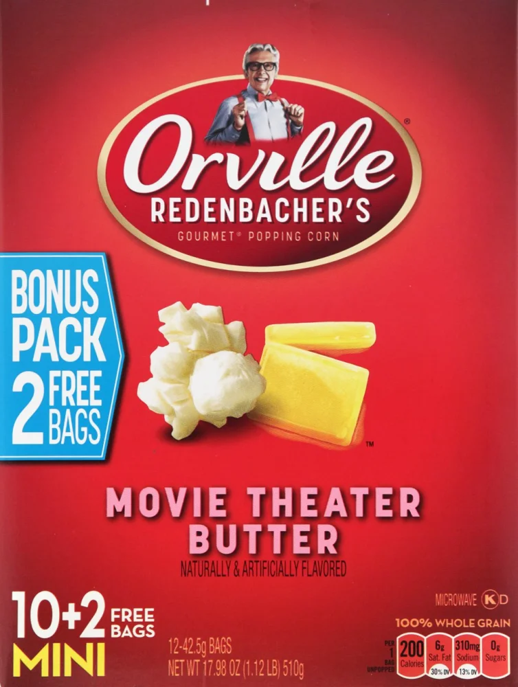 Orville Redenbacher's Movie Theater Butter Microwave Popcorn, 1.5 oz Single Serve Bag, 12 ct