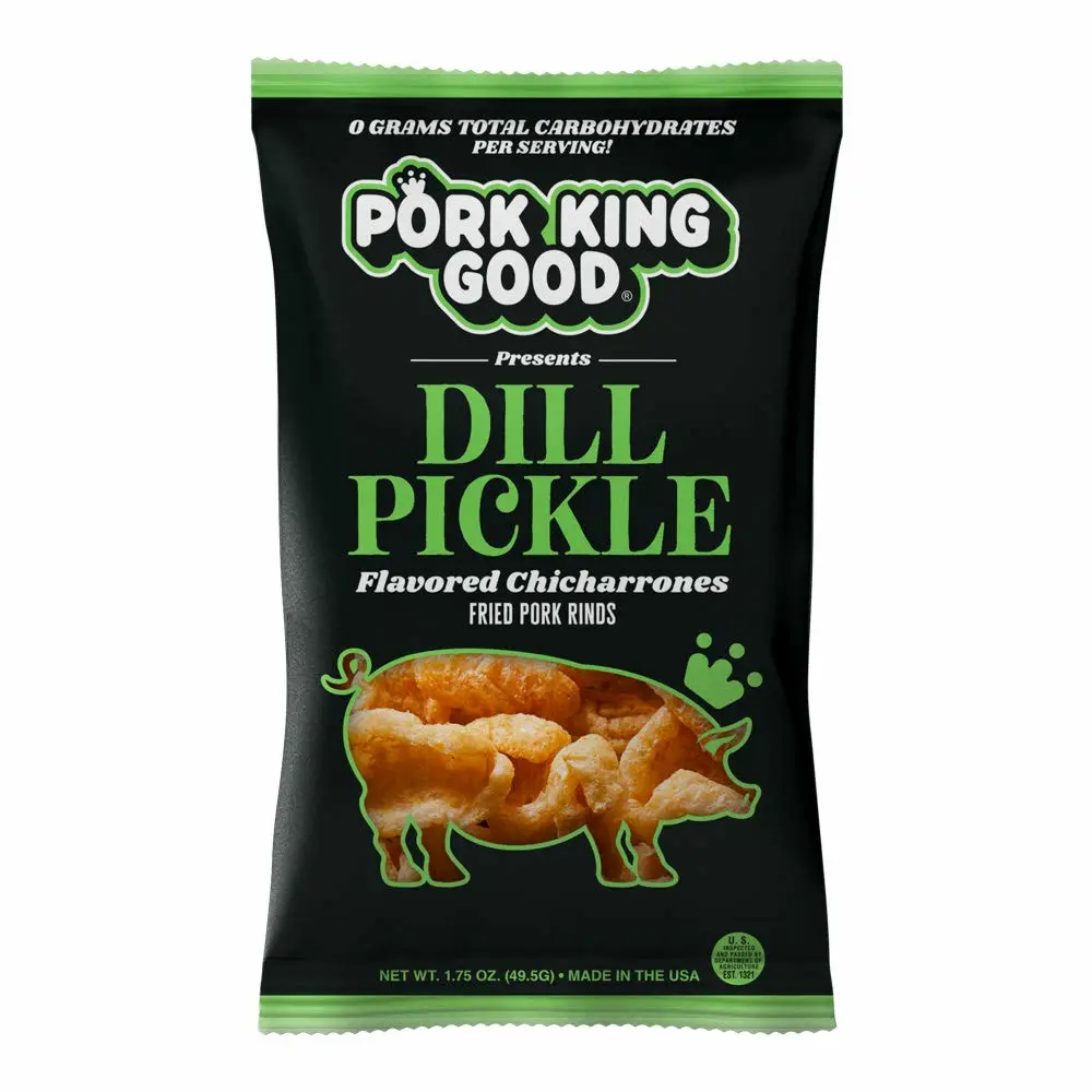 Pork King Good Dill Pickle Pork Rinds (Chicharrones) (4 Pack) Keto Snacks