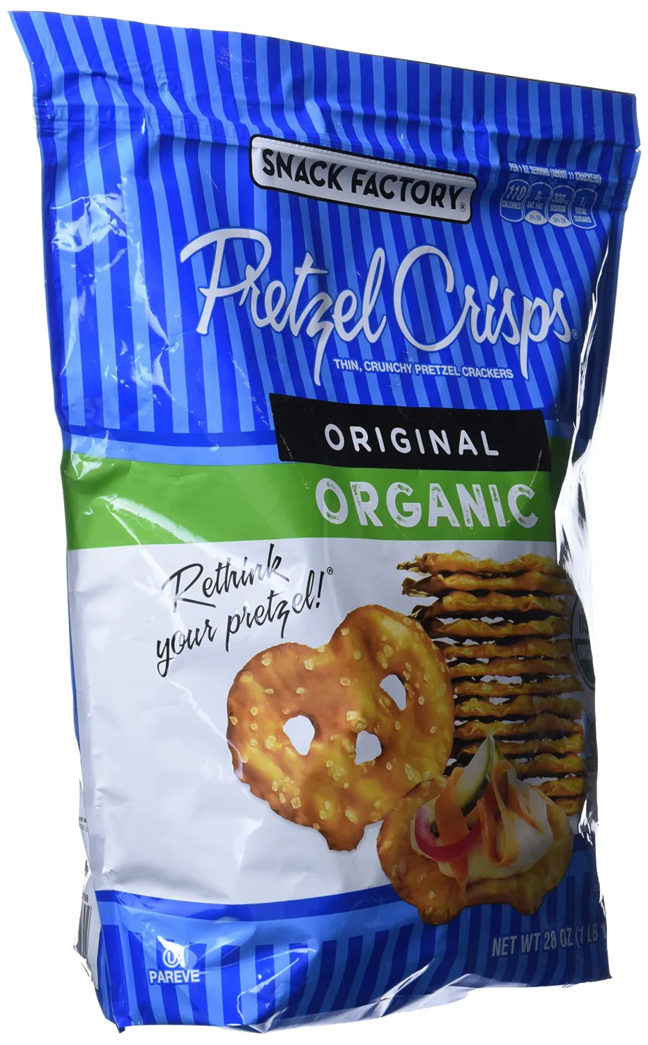 Snack Factory Pretzel Crisps, Original ORGANIC, 28 oz Bag