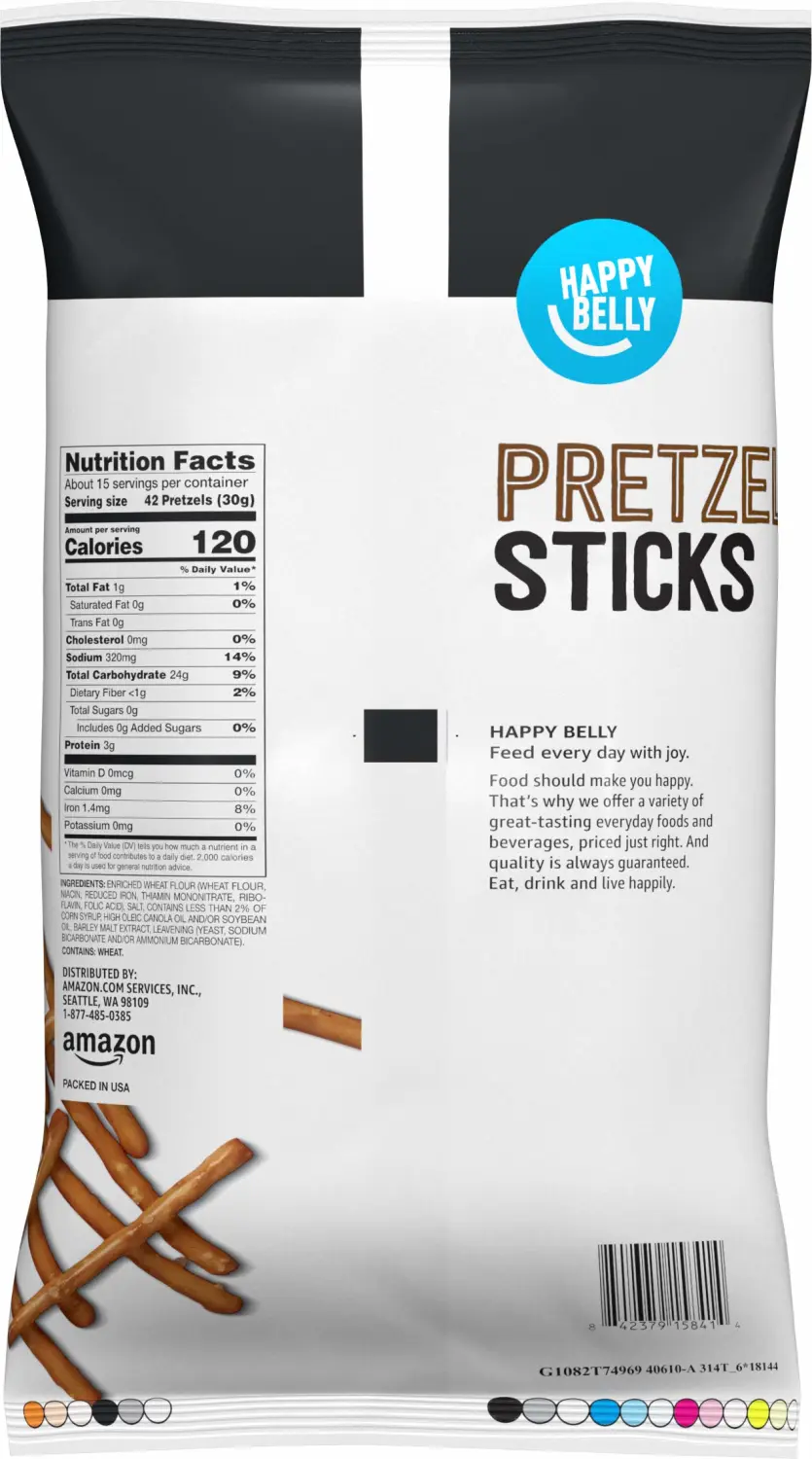 Amazon Brand - Happy Belly Lightly-Salted Pretzel Sticks, 16 ounce (Pack of 1)