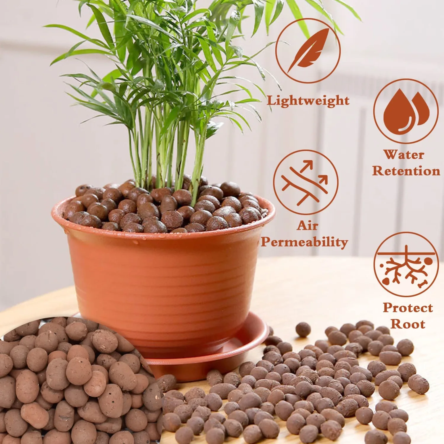 Halatool 12LB Expanded Clay Pebbles for Potted Plants Organic Lightweitht Clay Leca Balls for Hydroponics Gardening Orchids Drainage Decoration Aquaponics Aquariums