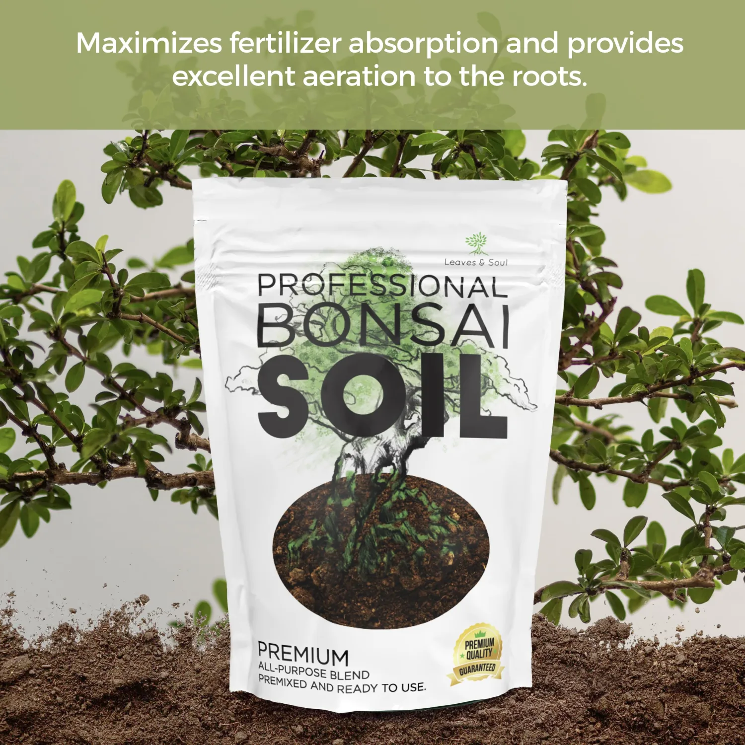 Bonsai Soil Premium All Purpose Blend | Pre-Mixed Ready to Use for Fast Drainage | Large 2.2 Quarts | Lava, Limestone Pearock, Calcined Clay and Pinebark | Made in USA