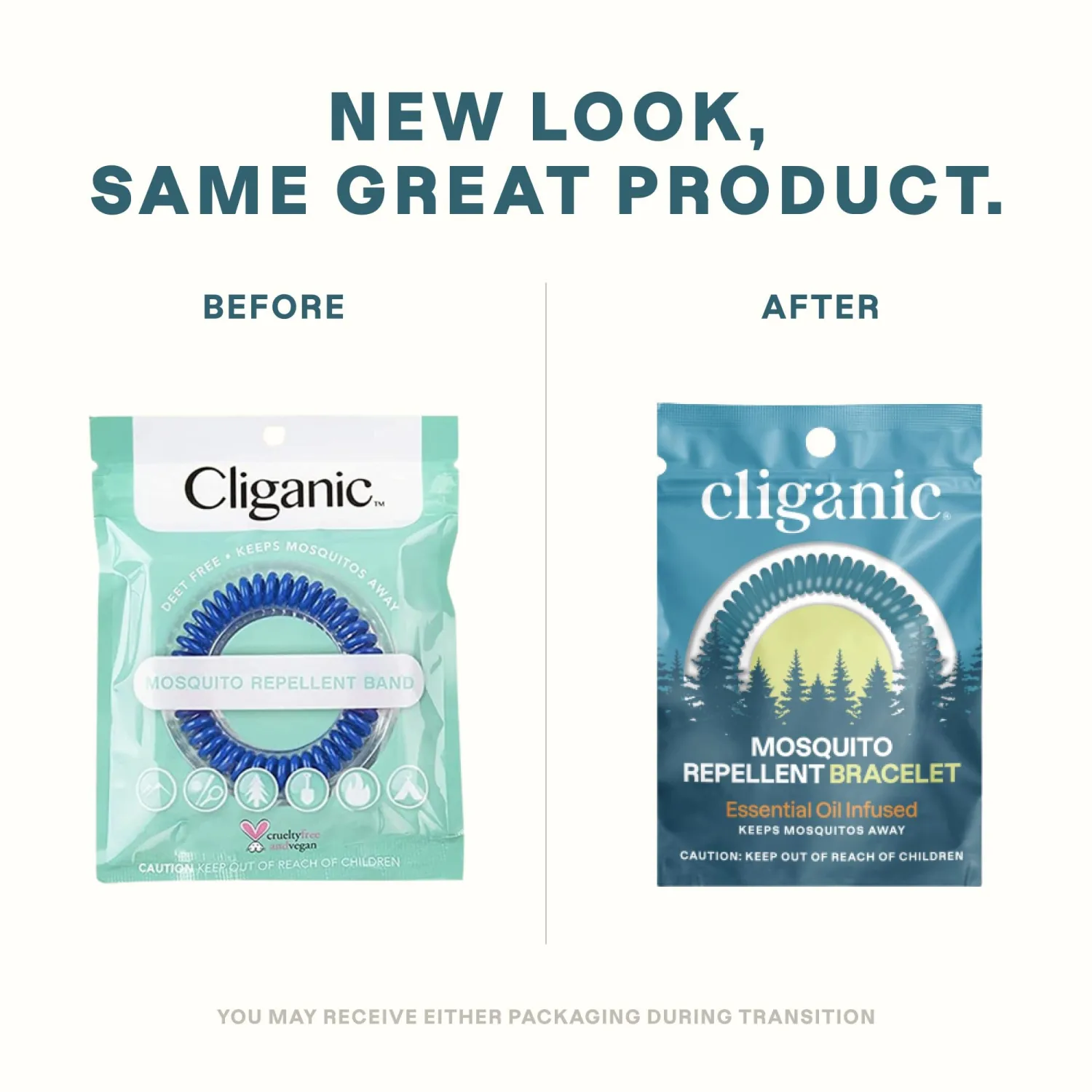 Cliganic 50 Pack Mosquito Repellent Bracelets, DEET-Free Bands, Individually Wrapped (Packaging May Vary)