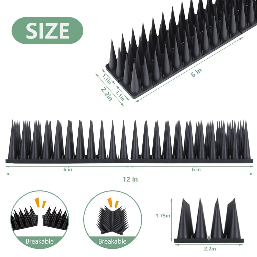 Bird Spikes, 20 Packs Bird Deterrent, Raccoon for Outdoor Repelling Reptiles, Squirrel Spikes for Fences and Roofs to Keep Birds Away