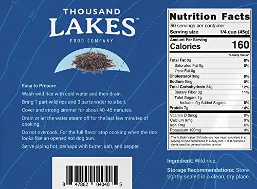 Thousand Lakes Minnesota Grown Wild Rice - Bulk - 5 pounds | 100% All Natural