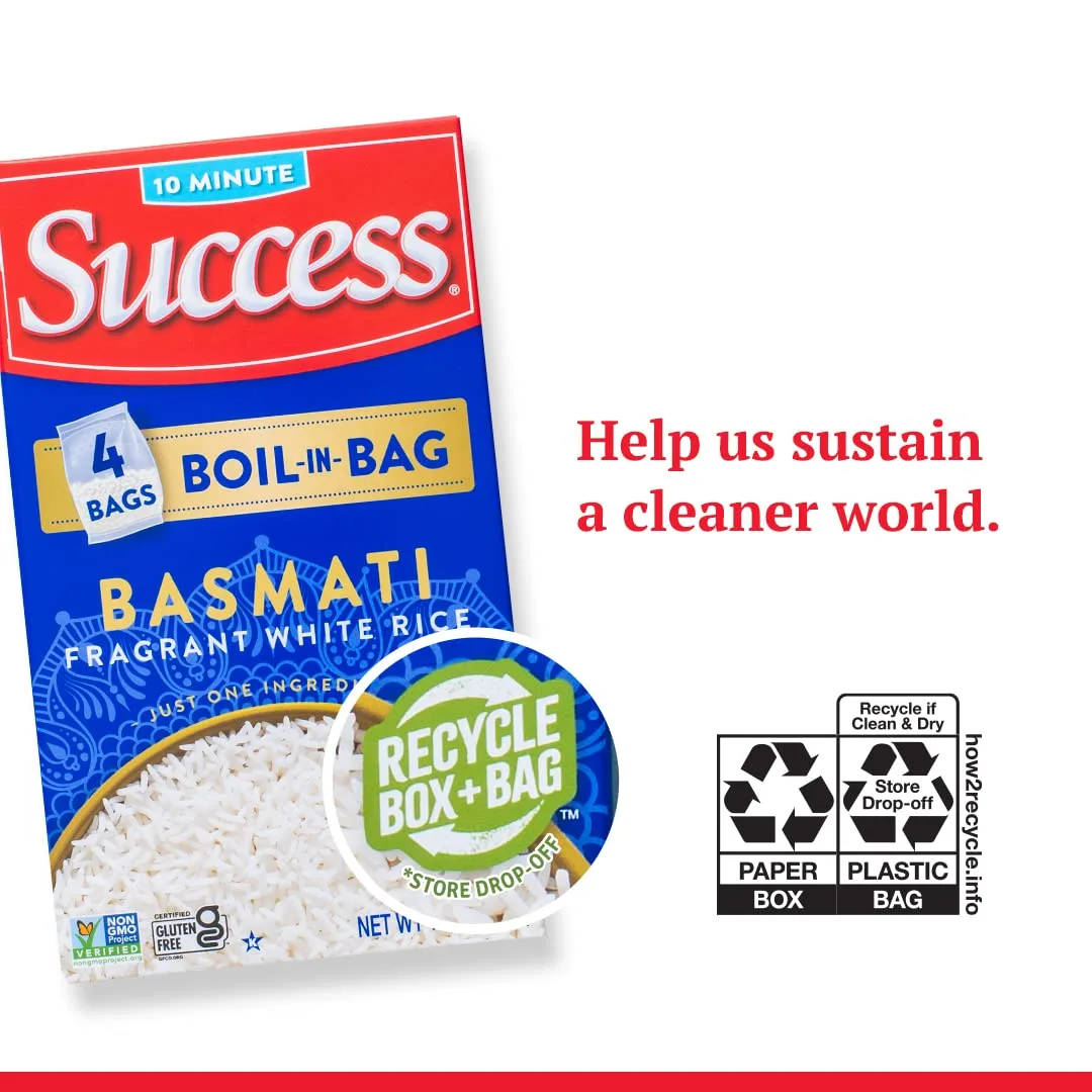 Success Boil-in-Bag Rice, Basmati Rice, Quick and Easy Rice Meals, 14-Ounce Box