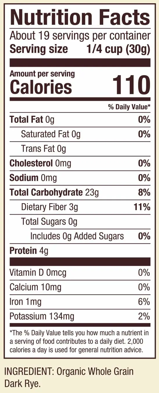Bob's Red Mill Organic Dark Rye Flour, 20oz (Pack of 1) - Non GMO, Whole Grain, Vegan, Kosher