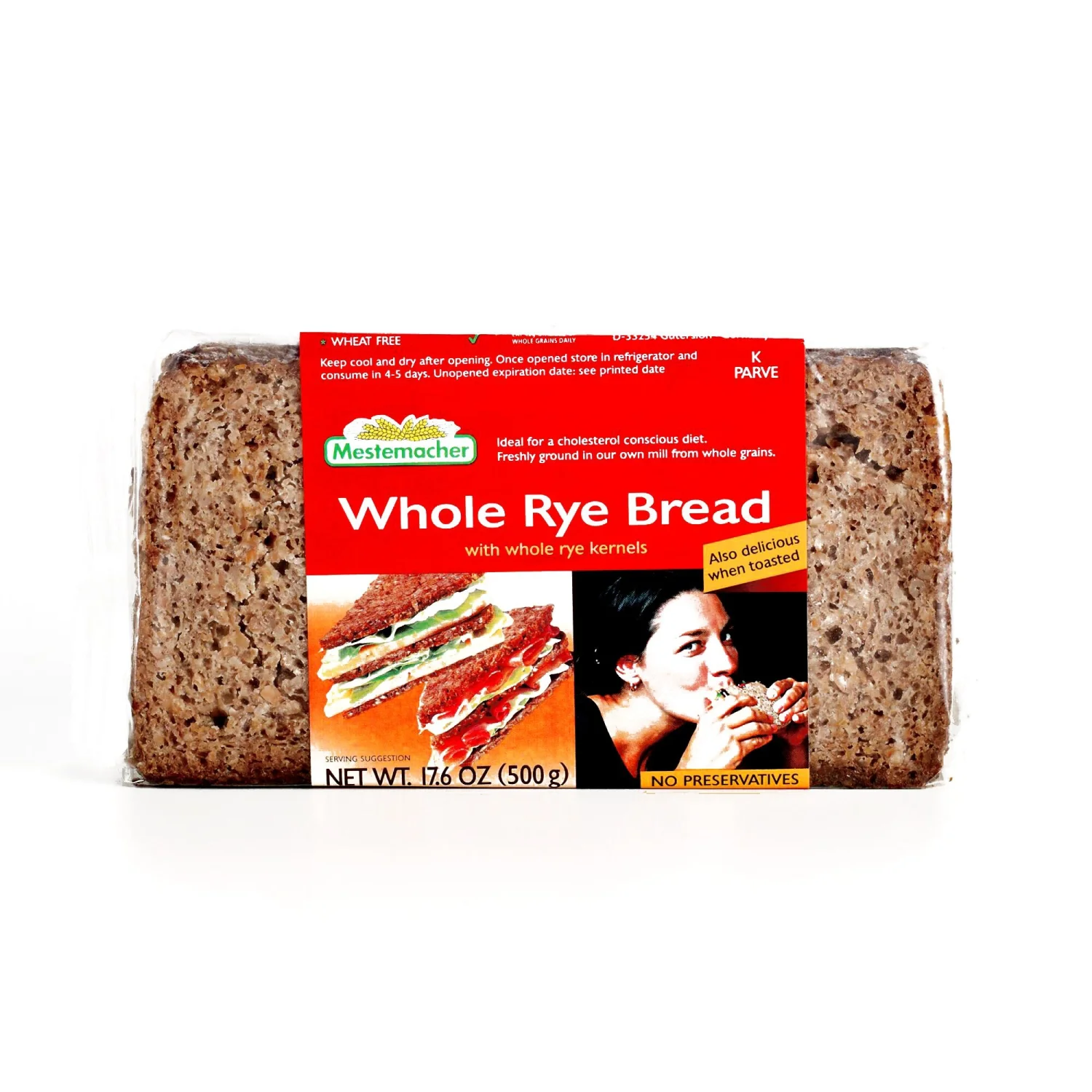 Mestemacher Whole Rye Bread 17.6 oz each (1 Item Per Order)