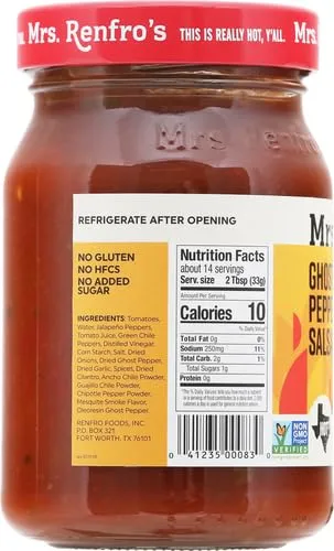 Mrs. Renfro's Salsa, Ghost Pepper, Hot, 16 oz