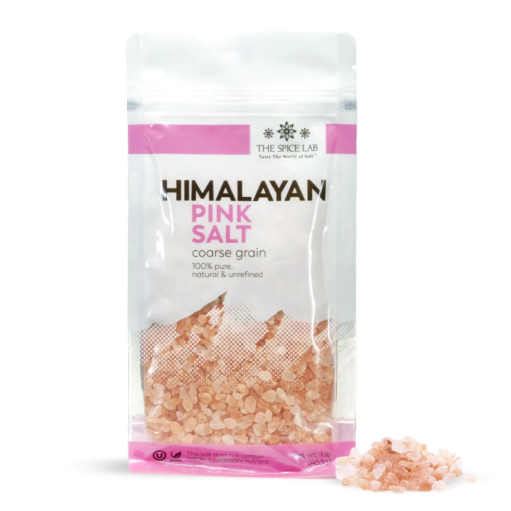 The Spice Lab Himalayan Salt - Coarse 1 Pound - Pink Himalayan Salt is Nutrient and Mineral Dense for Health - Gourmet Pure Crystal Kosher & Natural Certified