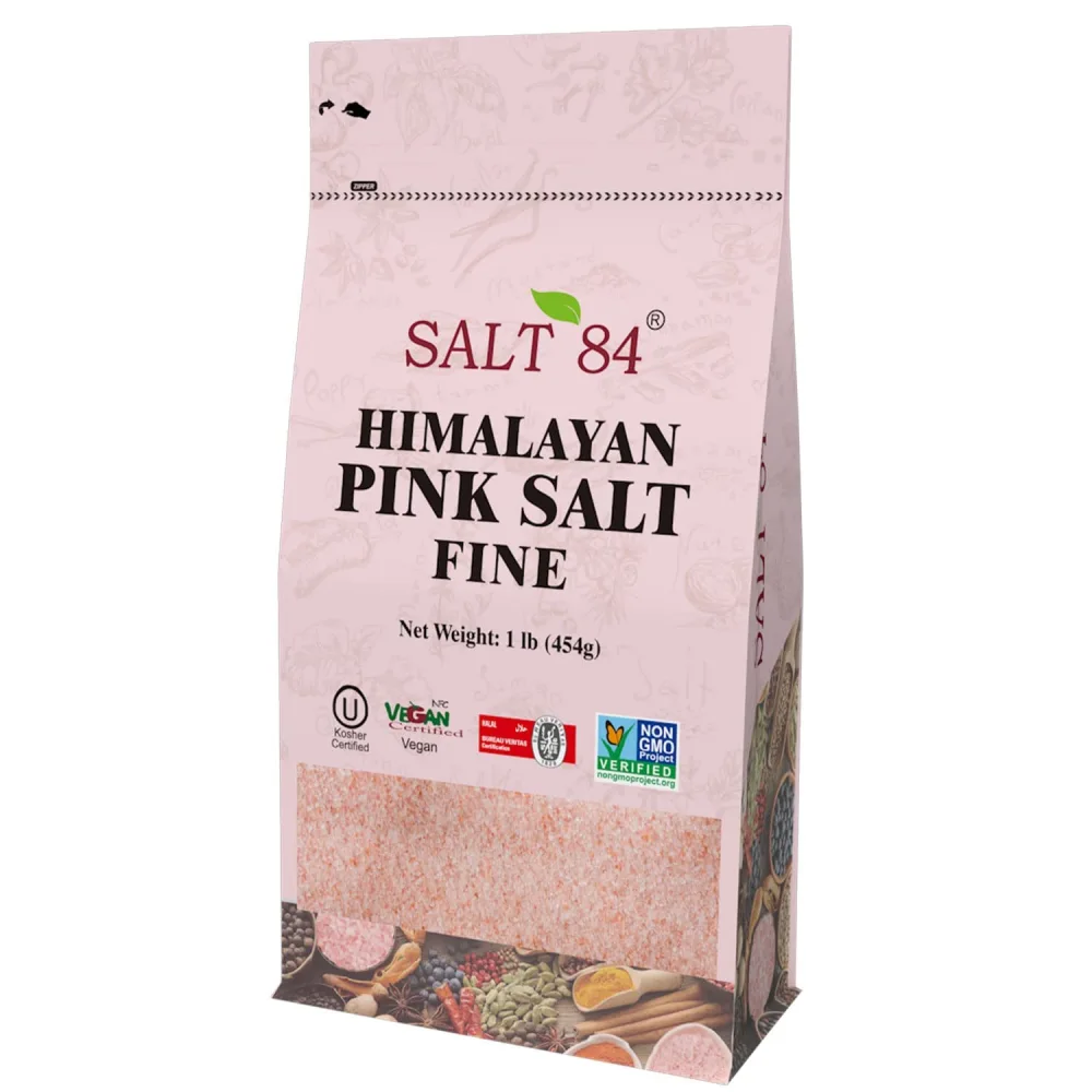 SALT 84 Himalayan Pink Salt – Fine Grain, Non-GMO – Kosher Rock Salt for Cooking – 24 lbs. (24 x 1 Pound Bags)