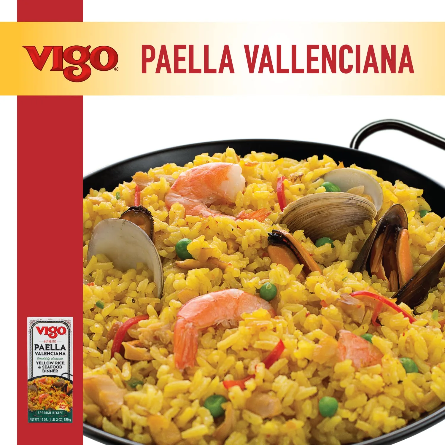 Vigo Authentic Paella Valenciana, Yellow Rice & Seafood Dinner, Spanish Recipe (Yellow Rice & Seafood Dinner, 19 Ounce (Pack of 2))