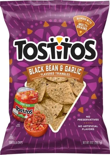 Tostitos Tortilla Chips Black Bean & Garlic Flavored Triangles, 9 Oz