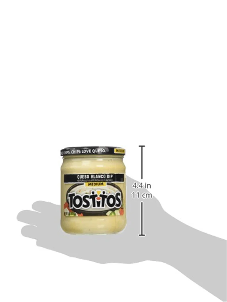Frito Lay, Tostitos, Queso Blanco, Medium Dip, 15oz Jar (Pack of 2)