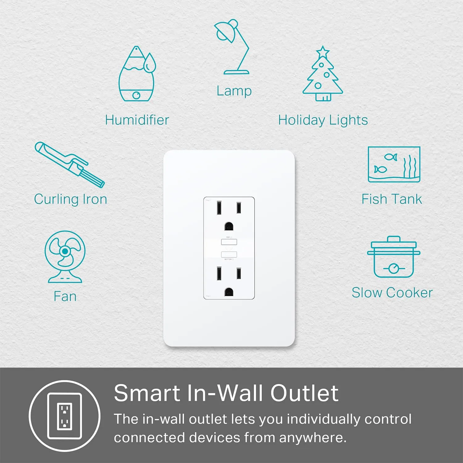 Kasa Smart Plug KP200, In-Wall Smart Home Wi-Fi Outlet Works with Alexa, Google Home & IFTTT, No Hub Required, Remote Control, ETL Certified , White, 1 Pack