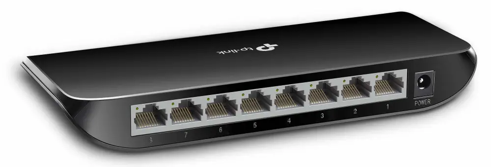 TP-Link 8 Port Gigabit Ethernet Network Switch | Plug and Play | Desktop or Wall-Mount | Plastic Case Ethernet Splitter | Fanless | Traffic Optimization | Unmanaged (TL-SG1008D),Black