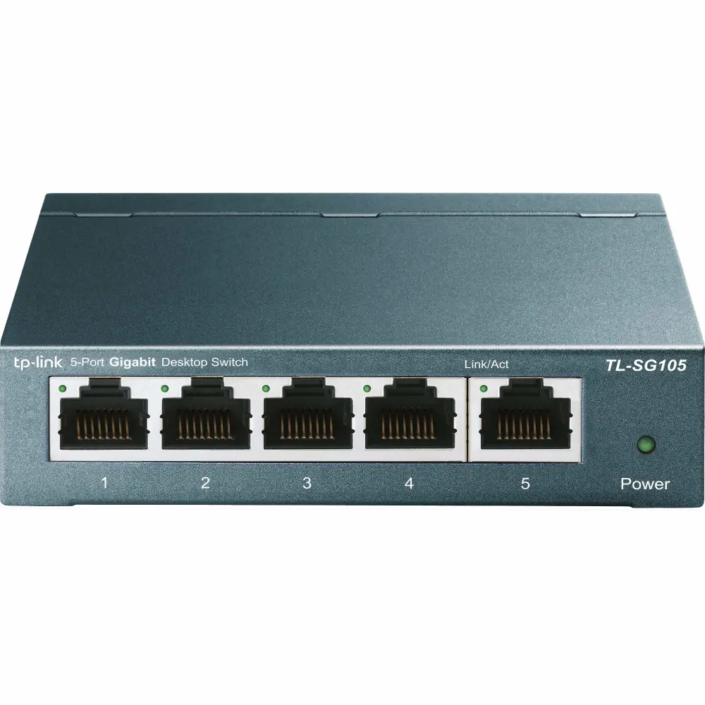 TP-Link 5 Port Gigabit Ethernet Network Switch | Ethernet Splitter | Sturdy Metal w/ Shielded Ports | Plug-and-Play | Traffic Optimization | Unmanaged (TL-SG105) (Renewed)