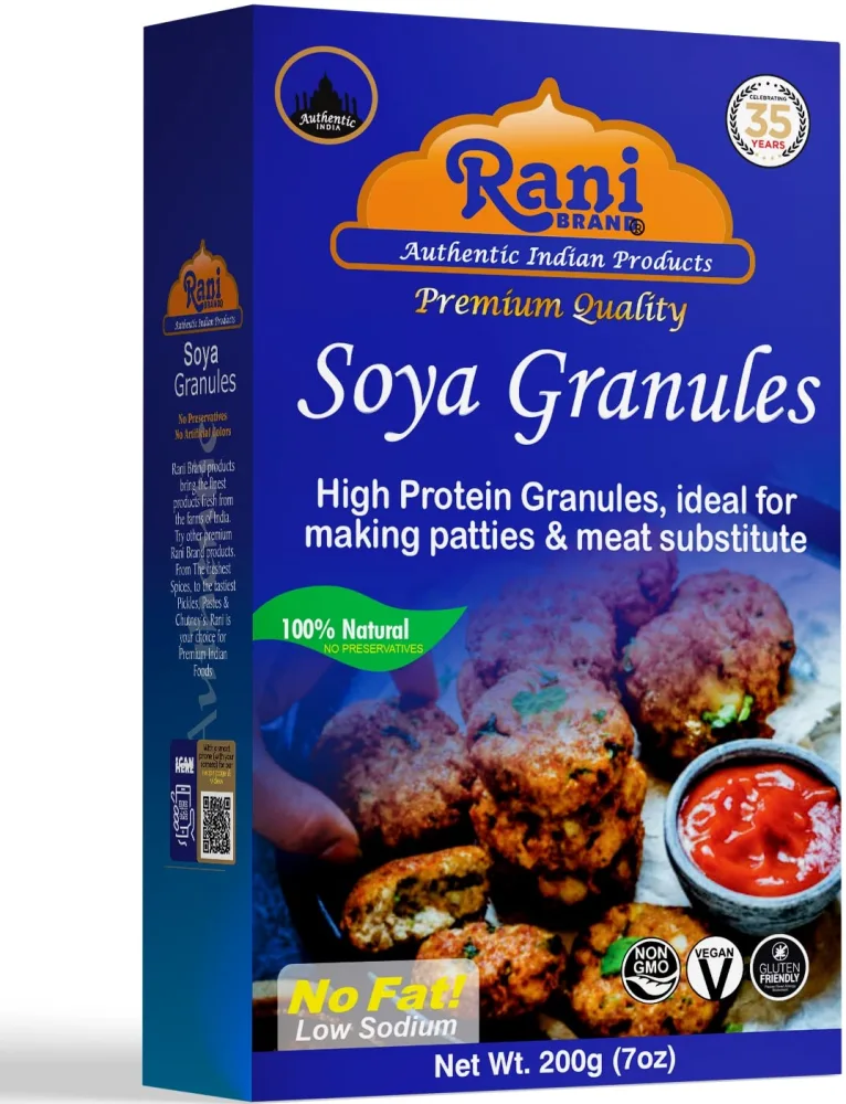 Rani Soya Granules (High Protien) 7oz (200g) ~ All Natural, Salt-Free | Vegan | No Colors | Gluten Friendly | NON-GMO | Indian Origin | Meat Alternate Substitute