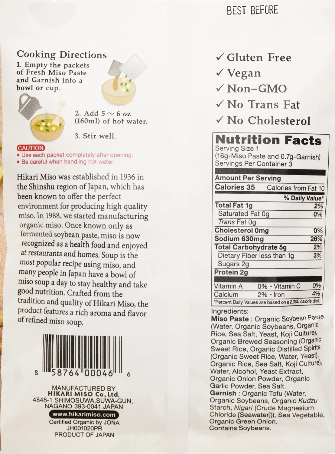 Miso Soup Instant - Hikari Miso Organic Instant Miso Soup with Tofu and Wakame - No MSG, Vegan, Gluten Free, USDA organic - Made in Japan