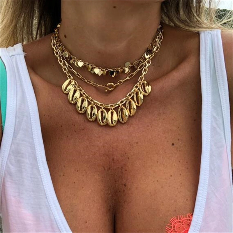 Women's Fashion Creative Bohemian Style Alloy Shell Necklace