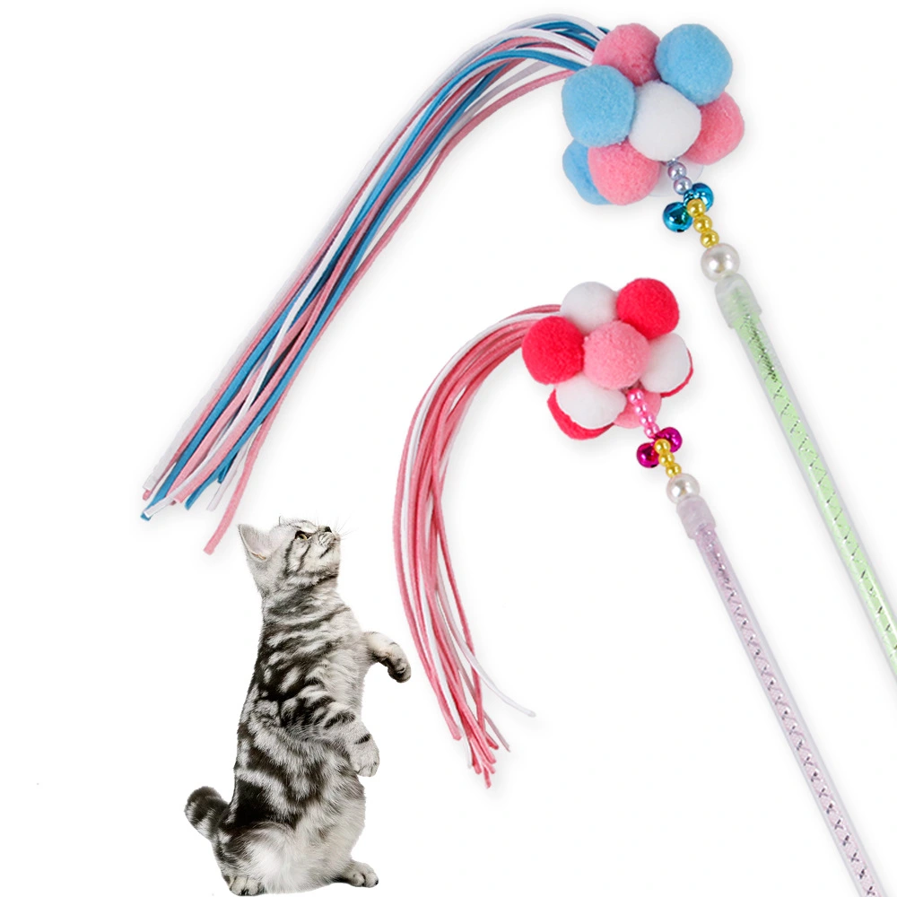 Pet Toys Korean Fur Ball Candy Color Cat Tease Interactive Toy Cat Supplies Cat Tease Stick