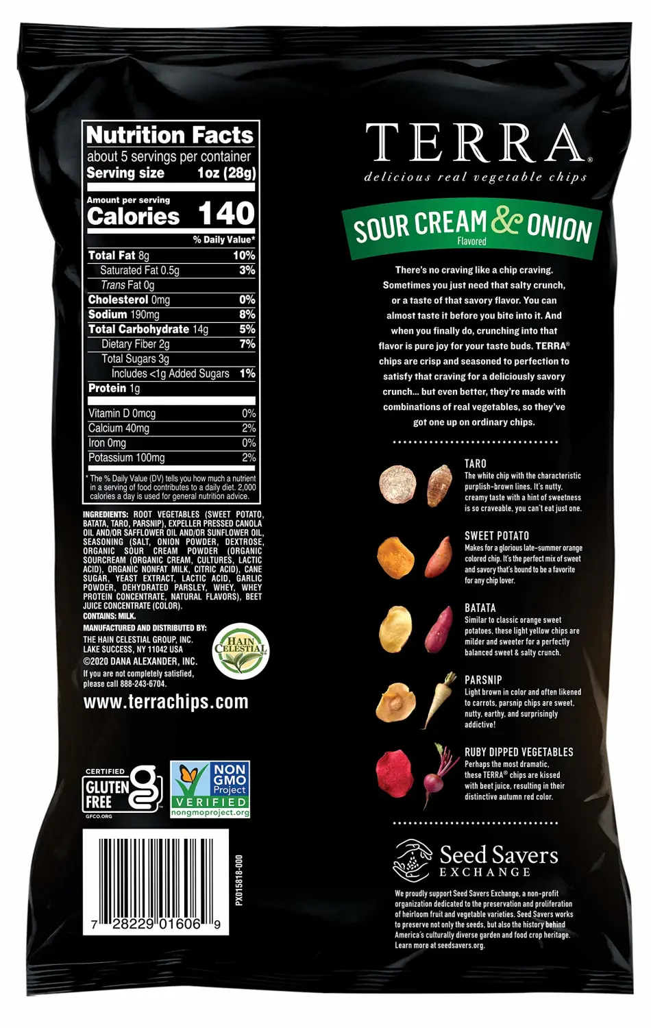 Terra Vegetable Chips, Sour Cream & Onion, 5 oz