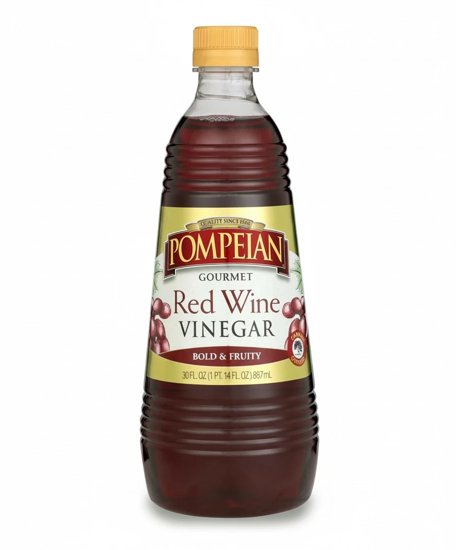 Pompeian Gourmet Red Wine Vinegar, Perfect for Salad Dressings, Marinades & Sauces, Naturally Gluten Free, 30 Ounce