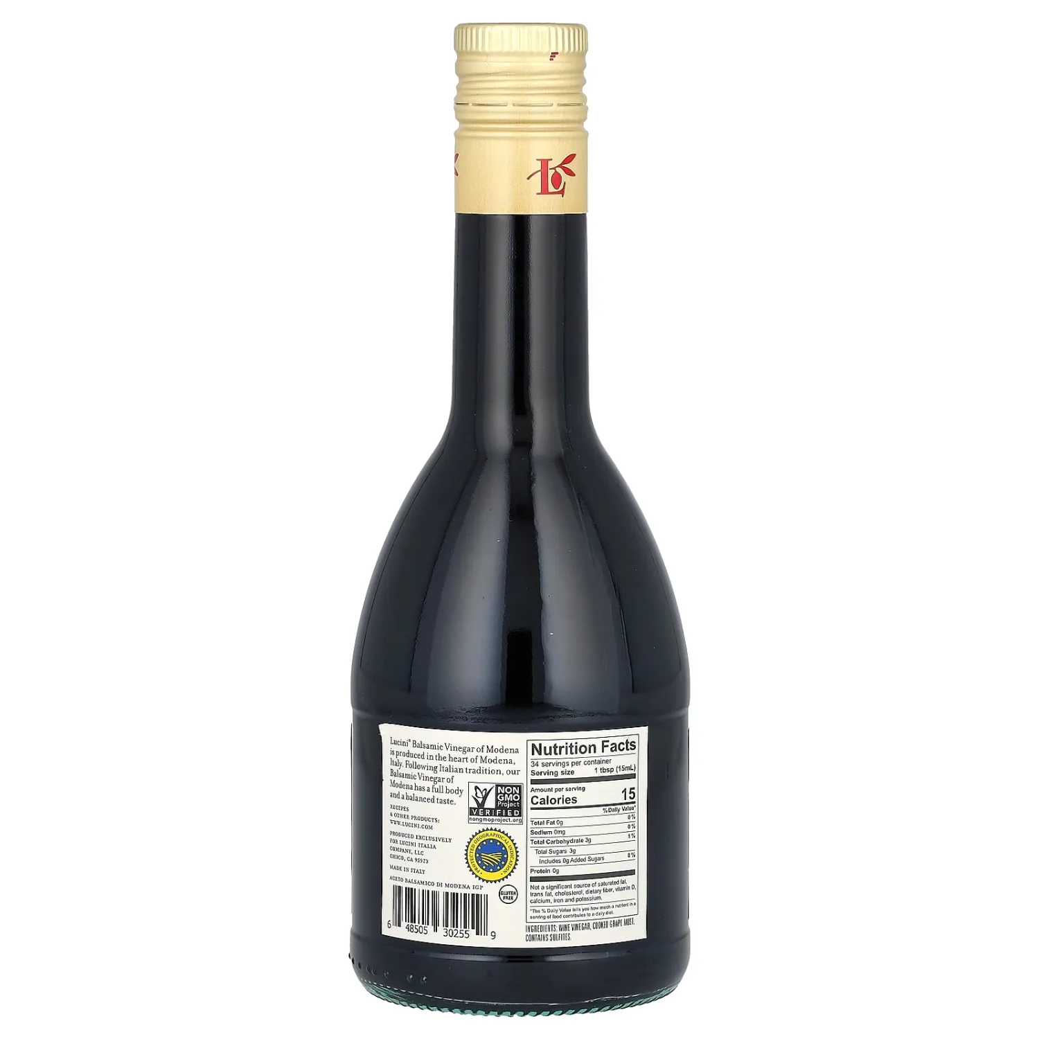 Lucini Everyday Balsamic Vinegar of Modena - Italian Balsamic Vinegar â€“ Balsamic Vinegar from Modena Italy - Non-GMO Verified, Whole30 Approved, 500mL