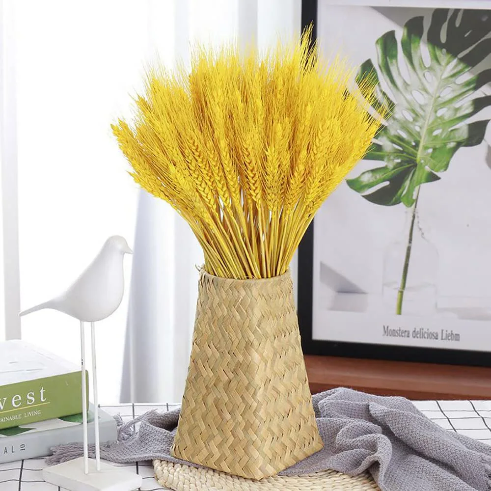 TooGet 100 Stems Dried Wheat Stalks Golden Wheat Sheaves Natural Wheat Ears Flowers Bouquet for Home Party Wedding Decor