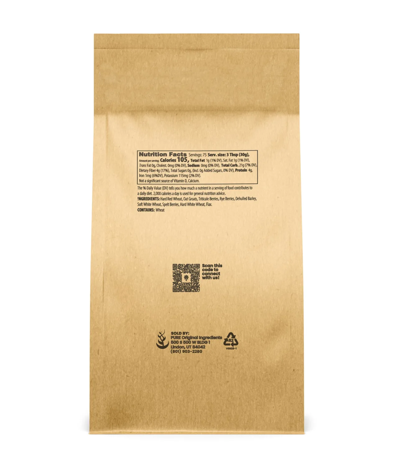 Pure Original Ingredients 9 Grain Flour (5 lb), Bread, Dough, Storable, Transportable