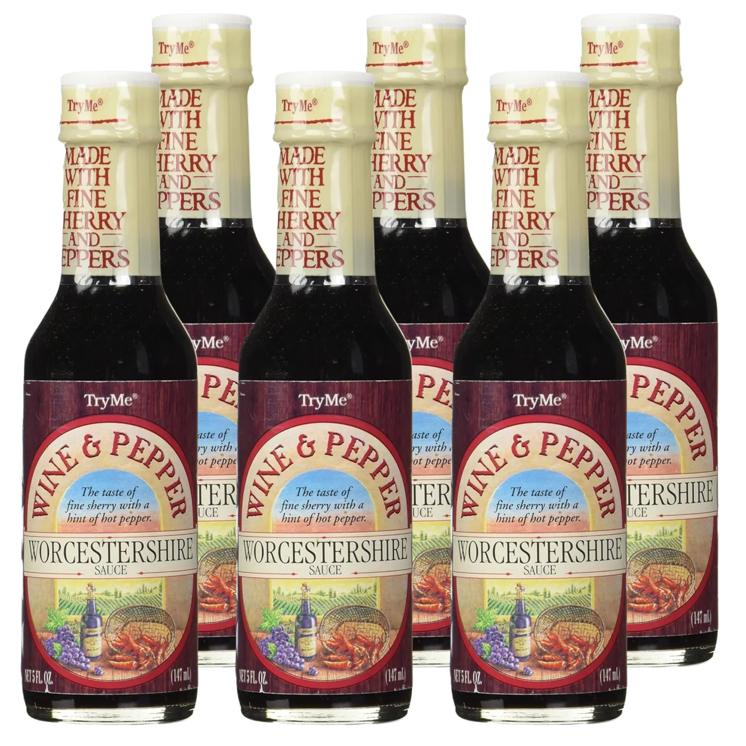 Try Me Wine and Pepper Worcestershire Sauce, 5oz Bottle (Pack of 6)