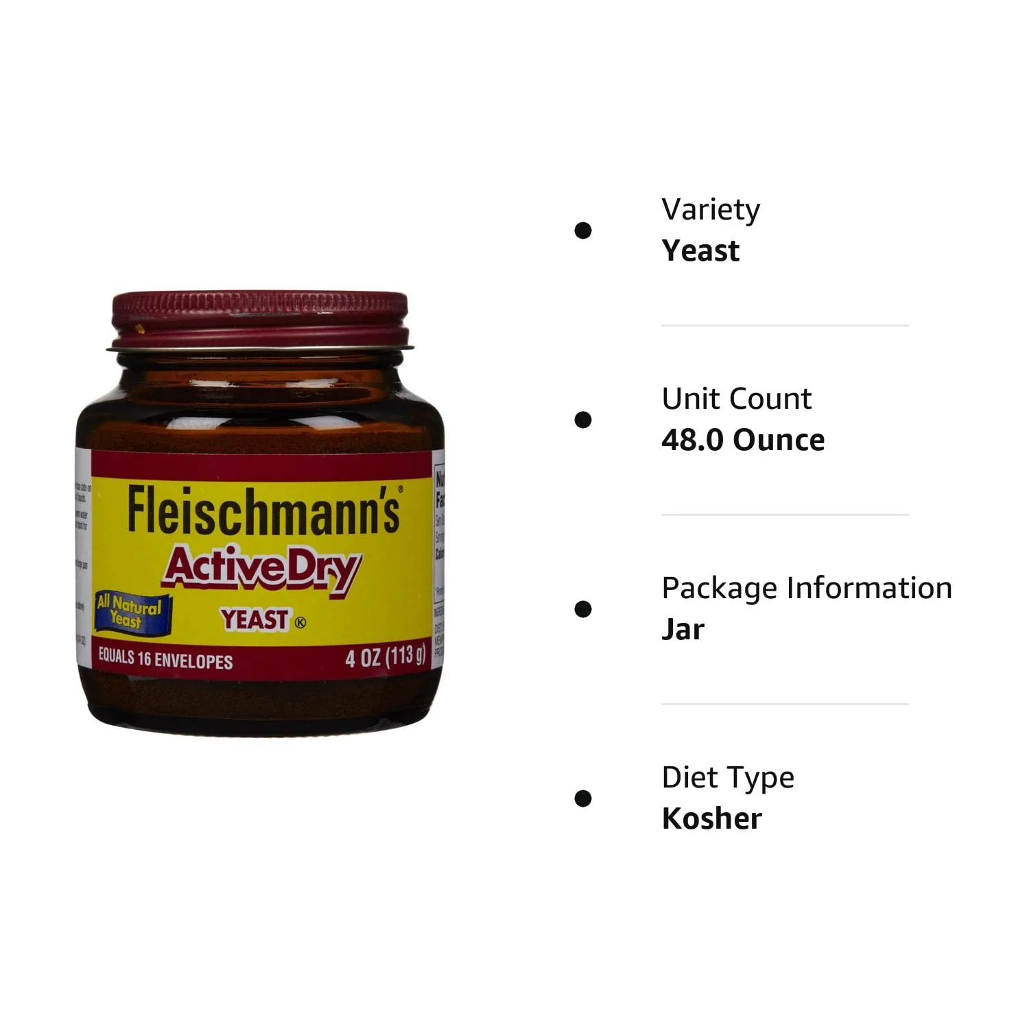 'Fleischmann's Active Dry Yeast, 4 Ounce Jar (Pack of 1)