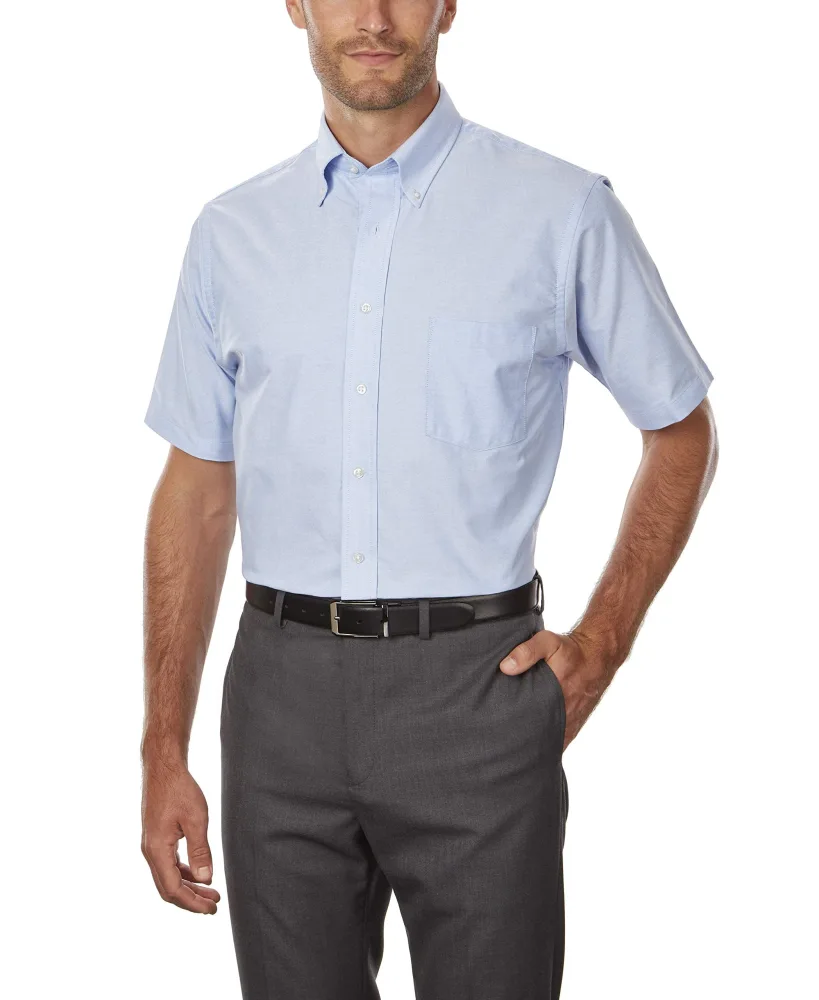 Van Heusen Men's Short Sleeve Dress Shirt Regular Fit Oxford Solid