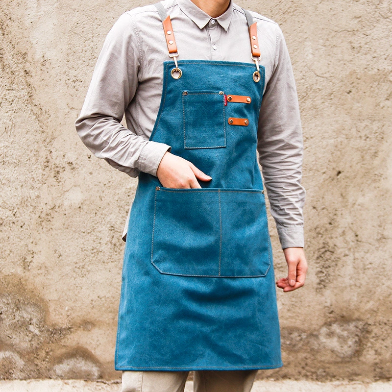 Denim Canvas Apron Custom Coffee Roasting Work Clothes