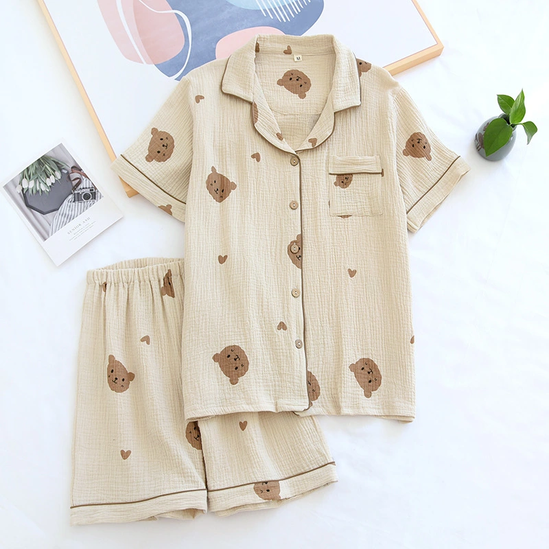 Bear Love Suit Collar Short Sleeve Shorts Suit