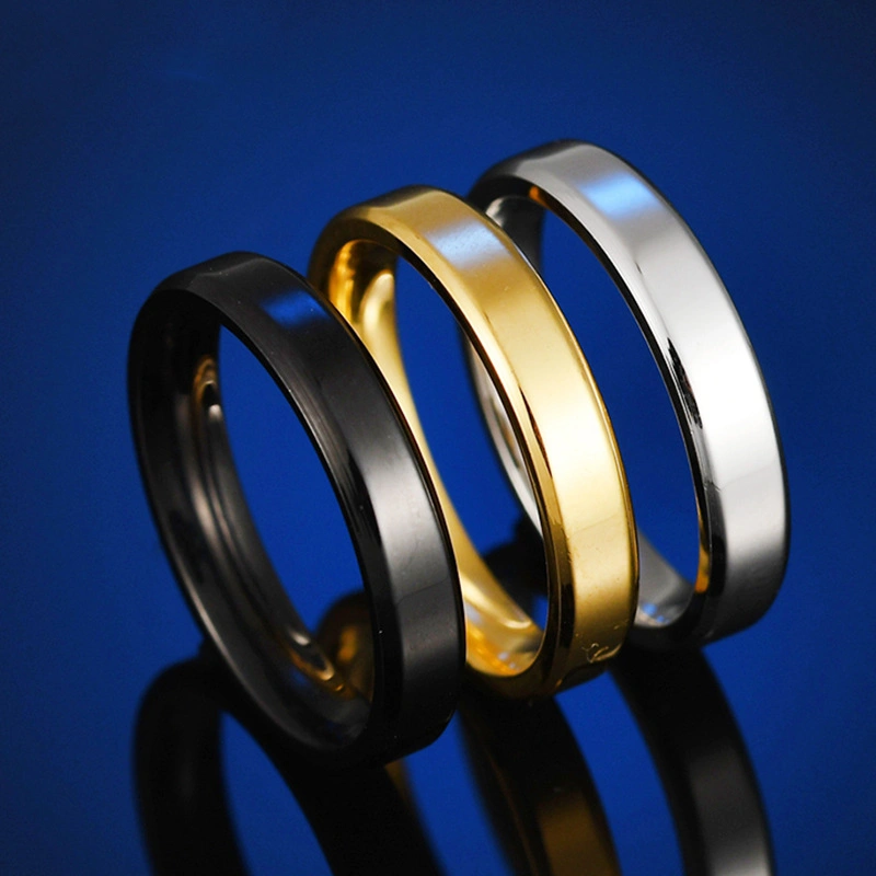 4MM Classic Stainless Steel Beveled Smooth Ring