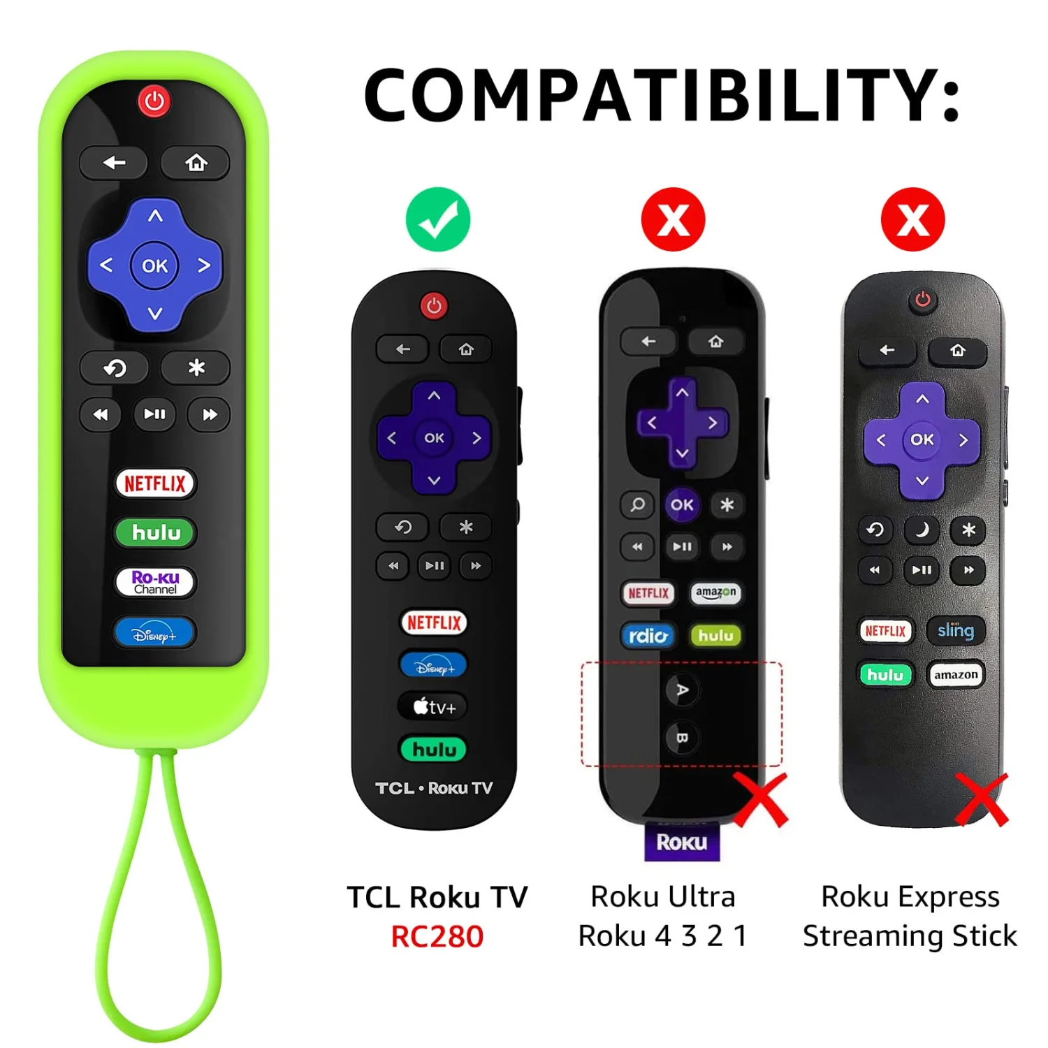 [2Pack] RC280 Replacement Remote Cover Applicable for TCL Roku TV 55UP120 32S4610R 50FS3750 32FS3700 32FS4610R 32S800 32S850 32S3850 48FS3700 55FS3700 65S405 43S405 49S405 40S3800 50S431 55S431