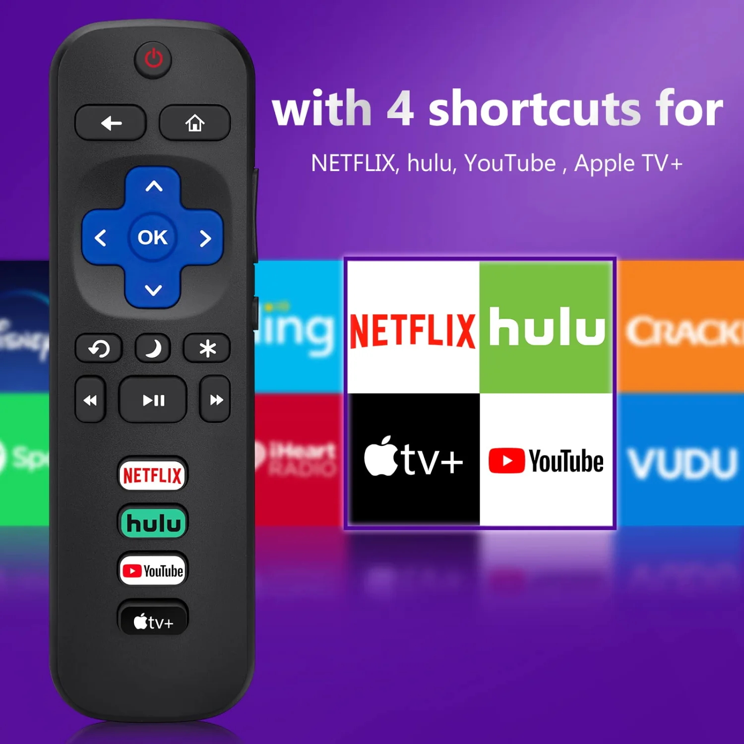 【Pack of 2】 RC280 Remote Control for Roku TVs,Compatible TCL Roku/Hisense Roku/Onn Roku/Sharp Roku/Element Roku/Westinghouse Roku/Philips Roku/Insignia Roku/Jvc Roku/RCA Smart TVs